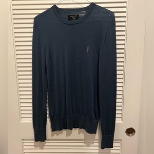 All Saints Merino Wool Crewneck Sweater in Teal